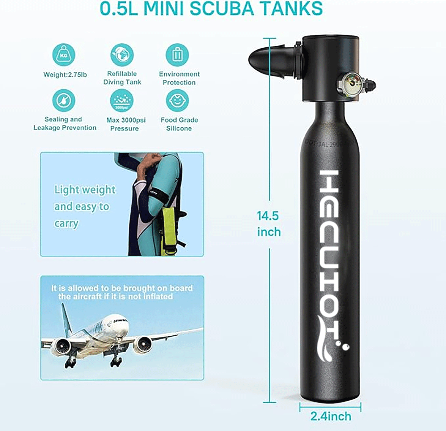 HECUIOI Mini Scuba Tank Diving - Aquatic Diving review and price